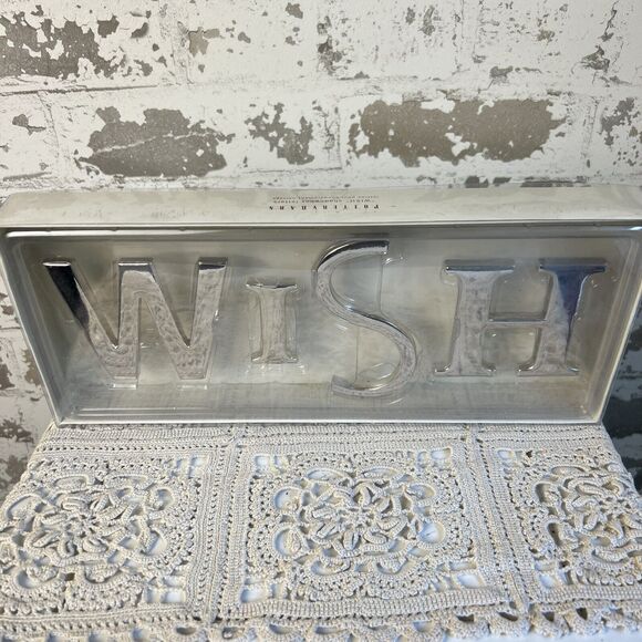 Pottery Barn “WISH” Board Shadow Box Push Pin Letters Chrome Silver 3” Manifest - Picture 5 of 9